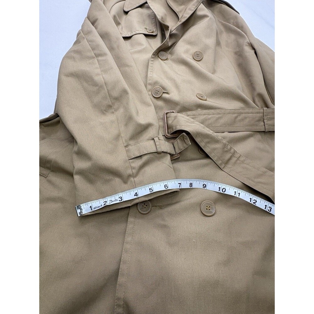 Vintage Repp Ltd Trench Coat Mens 42 Tan Plaid Lined Belted Korea - Picture 4 of 16